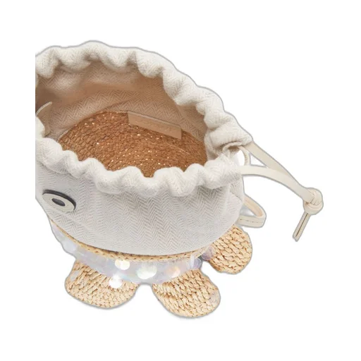 Fish pouch in canvas and raffia
