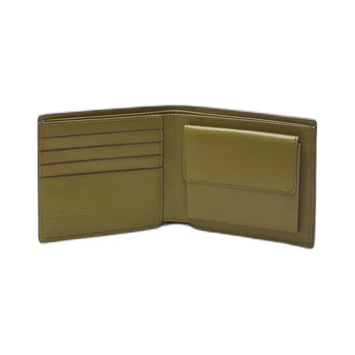 Bifold coin wallet in soft grained calfskin