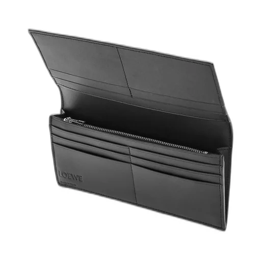 Long horizontal wallet in soft grained calfskin