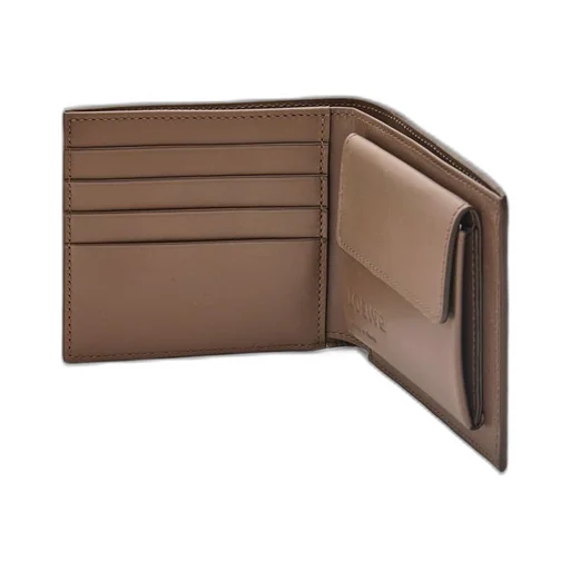 Bifold coin wallet in soft grained calfskin