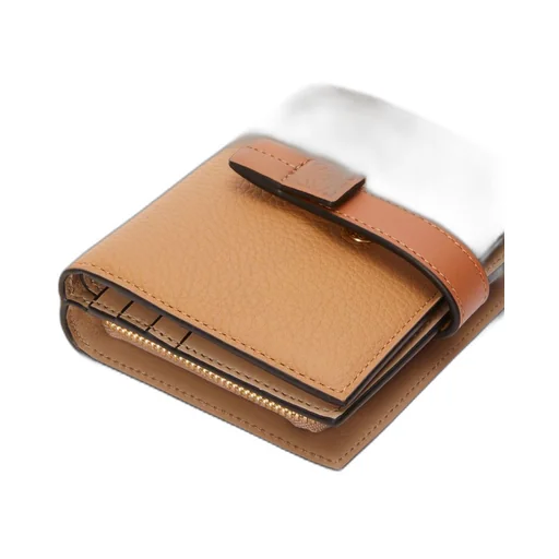 Slim compact wallet in soft grained calfskin