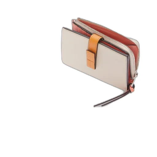 Slim compact wallet in soft grained calfskin