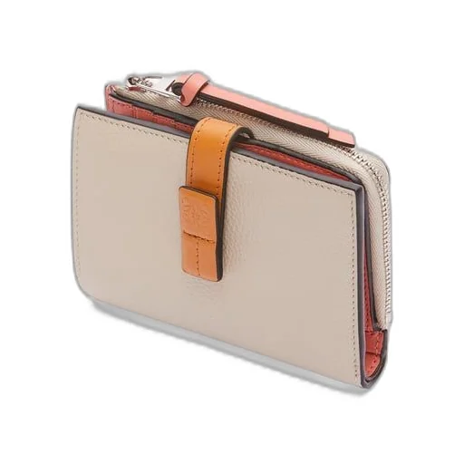 Slim compact wallet in soft grained calfskin