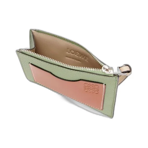 Large coin cardholder in soft grained calfskin