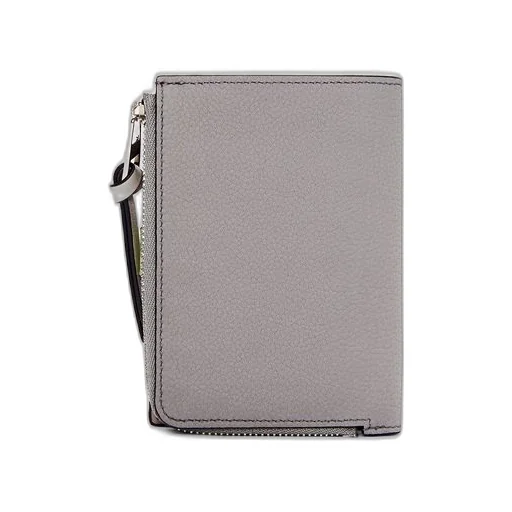 Slim compact wallet in soft grained calfskin