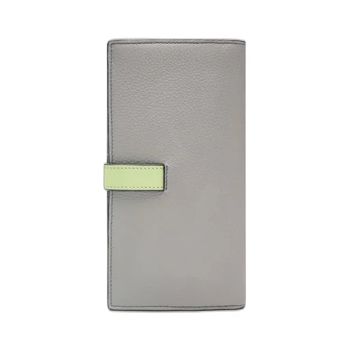 Large vertical wallet in grained calfskin