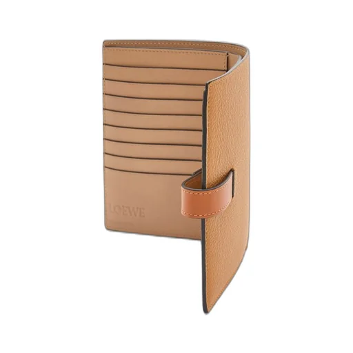 Medium vertical wallet in soft grained calfskin