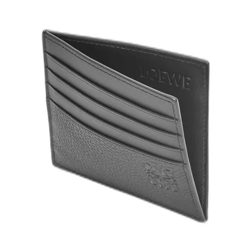 Open plain cardholder in soft grained calfskin