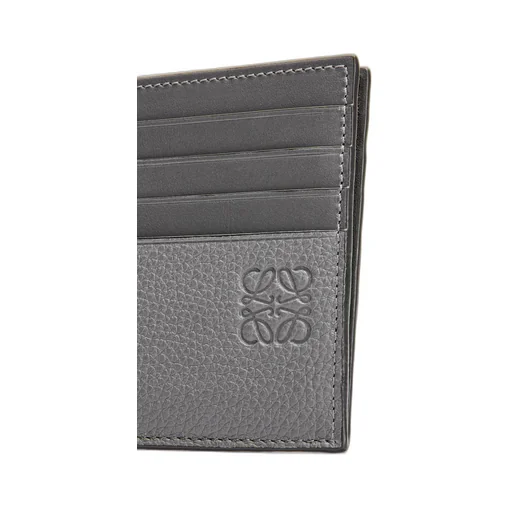 Open plain cardholder in soft grained calfskin