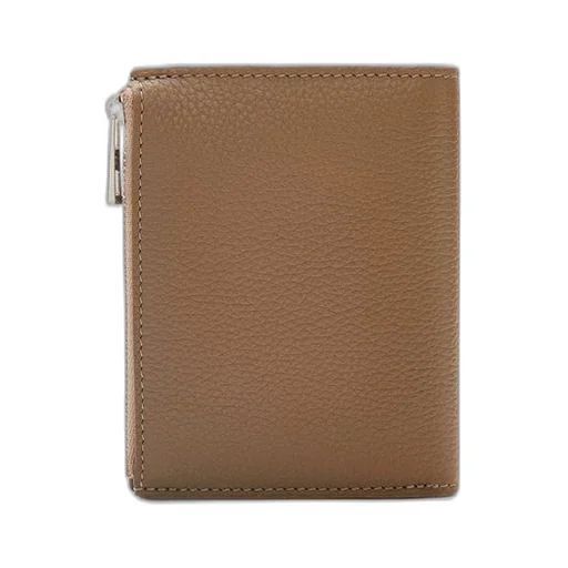 Slim compact wallet in soft grained calfskin