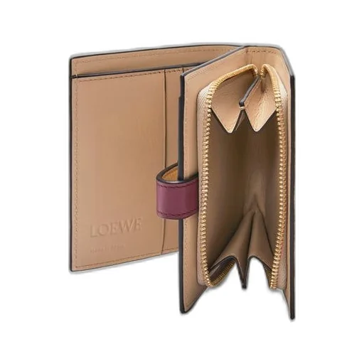 Compact zip wallet in soft grained calfskin