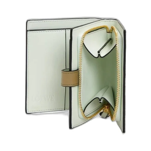 Compact zip wallet in soft grained calfskin