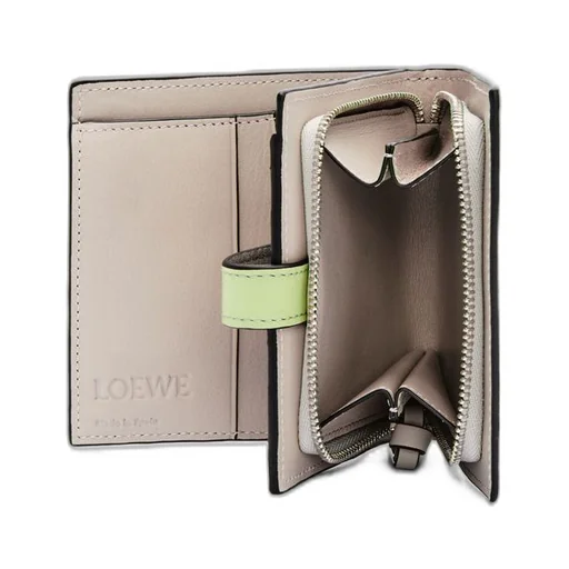 Compact zip wallet in soft grained calfskin