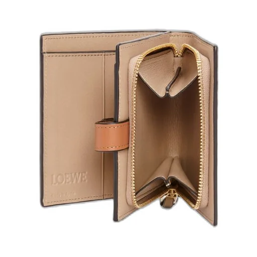 Compact zip wallet in soft grained calfskin