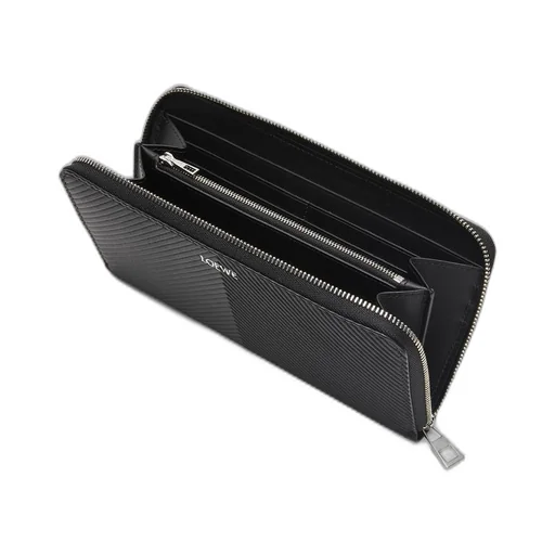Zip around wallet in textured classic calfskin