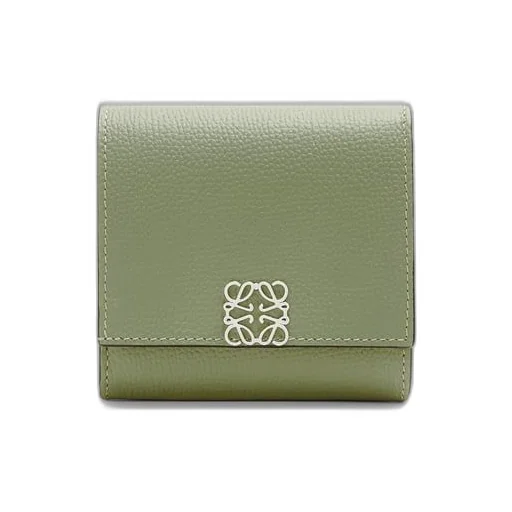 Anagram compact flap wallet in pebble grain calfskin