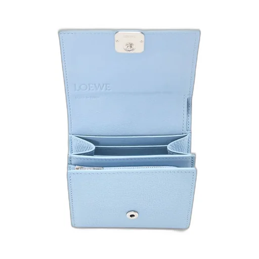 Anagram compact flap wallet in pebble grain calfskin