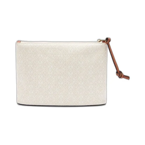 Oblong pouch in Anagram jacquard and calfskin