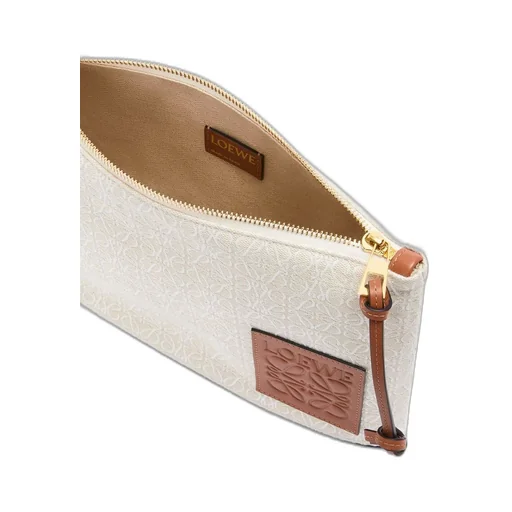 Oblong pouch in Anagram jacquard and calfskin