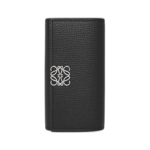 Anagram key case in pebble grain calfskin
