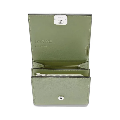 Anagram compact flap wallet in pebble grain calfskin