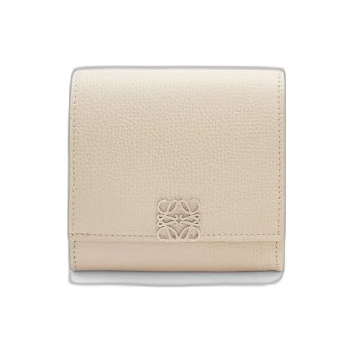 Anagram compact flap wallet in pebble grain calfskin