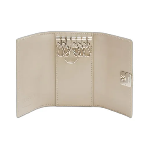 Anagram key case in pebble grain calfskin