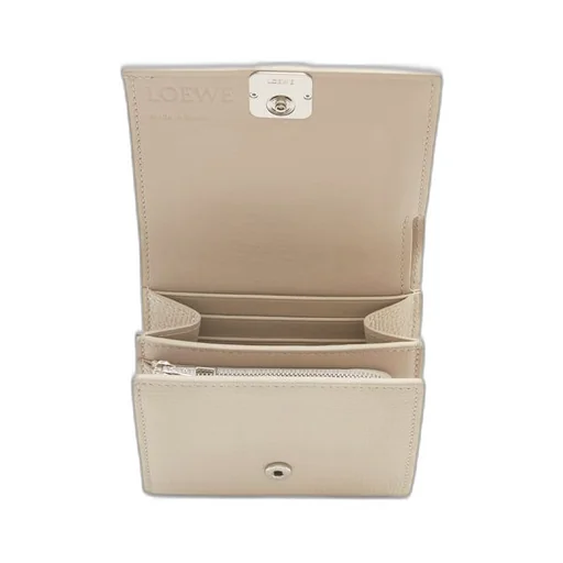 Anagram compact flap wallet in pebble grain calfskin