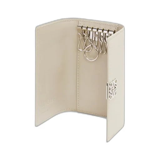 Anagram key case in pebble grain calfskin