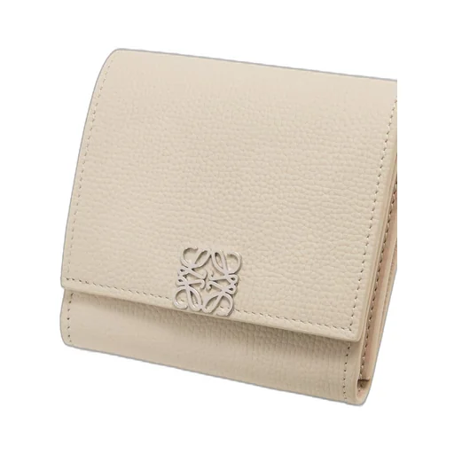 Anagram compact flap wallet in pebble grain calfskin