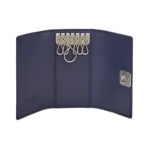 Anagram key case in pebble grain calfskin