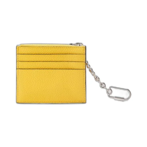 Square cardholder in soft grained calfskin with chain