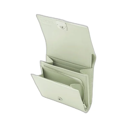 Anagram compact flap wallet in pebble grain calfskin