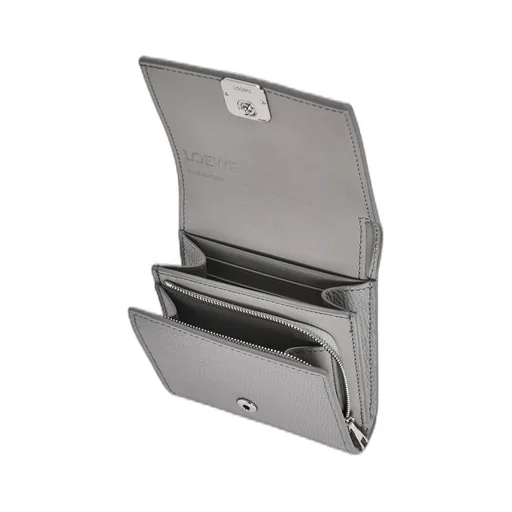 Anagram compact flap wallet in pebble grain calfskin