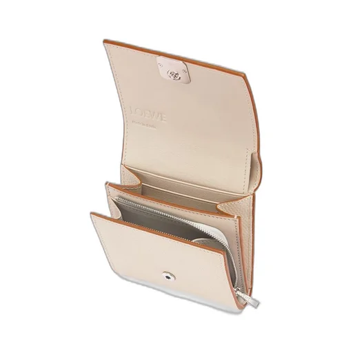 Anagram compact flap wallet in pebble grain calfskin