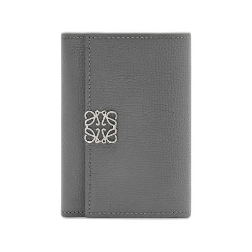Anagram small vertical wallet in pebble grain calfskin