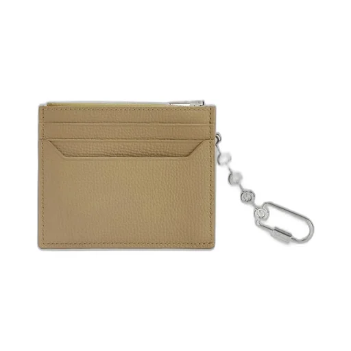Anagram square cardholder in pebble grain calfskin with chain