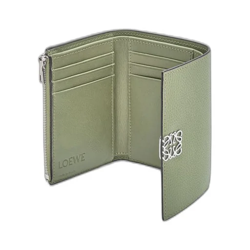 Anagram small vertical wallet in pebble grain calfskin