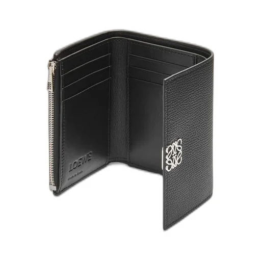 Anagram small vertical wallet in pebble grain calfskin