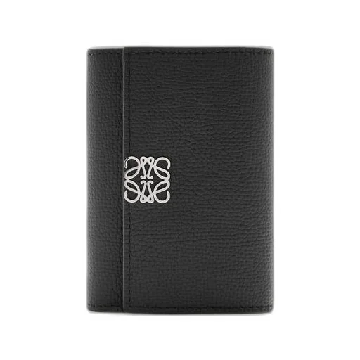 Anagram small vertical wallet in pebble grain calfskin