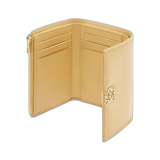 Puffer Anagram small vertical wallet in shiny nappa calfskin