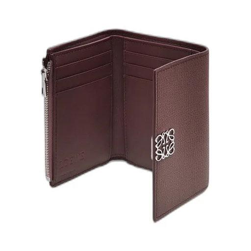 Anagram small vertical wallet in pebble grain calfskin