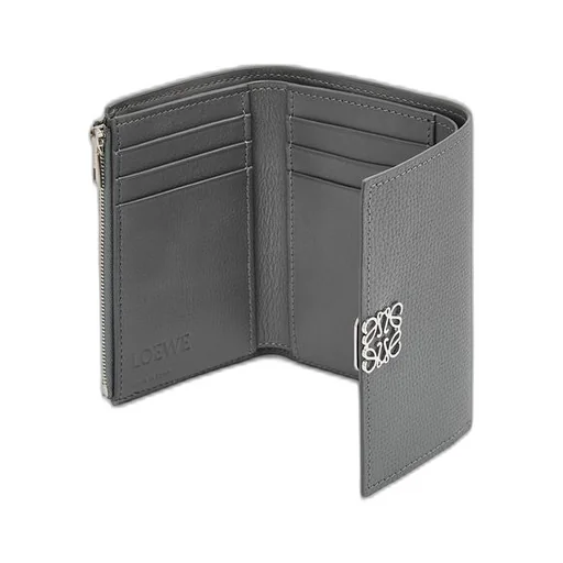 Anagram small vertical wallet in pebble grain calfskin