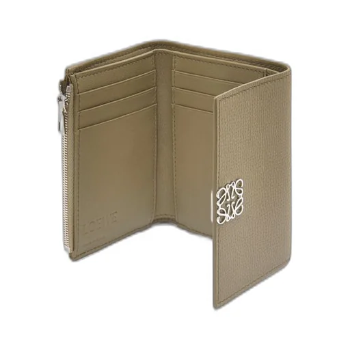 Anagram small vertical wallet in pebble grain calfskin