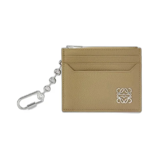 Anagram square cardholder in pebble grain calfskin with chain