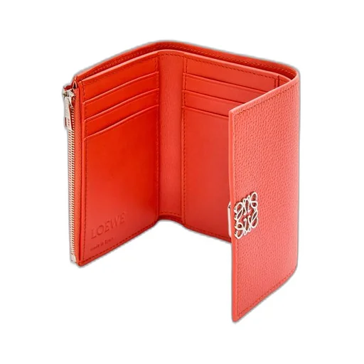 Anagram small vertical wallet in pebble grain calfskin