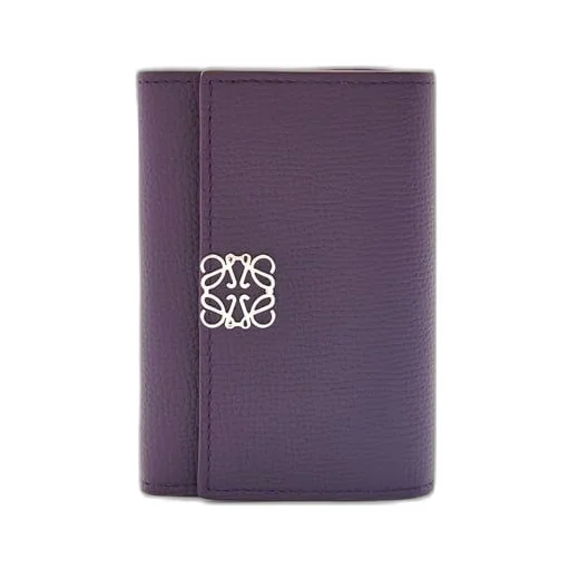 Anagram small vertical wallet in pebble grain calfskin