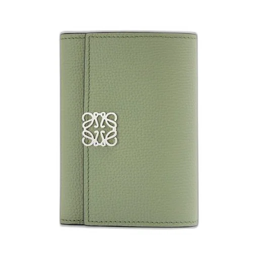 Anagram small vertical wallet in pebble grain calfskin