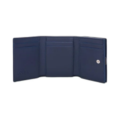 Anagram trifold wallet in pebble grain calfskin