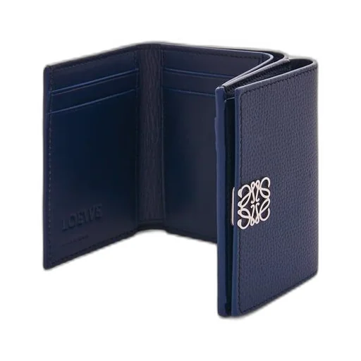 Anagram trifold wallet in pebble grain calfskin